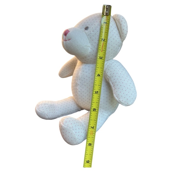 Old Navy Stuffed Plush Cloth Teddy Bear Pink Cream Ivory Polka Dot Rattle 9" - Picture 7 of 7